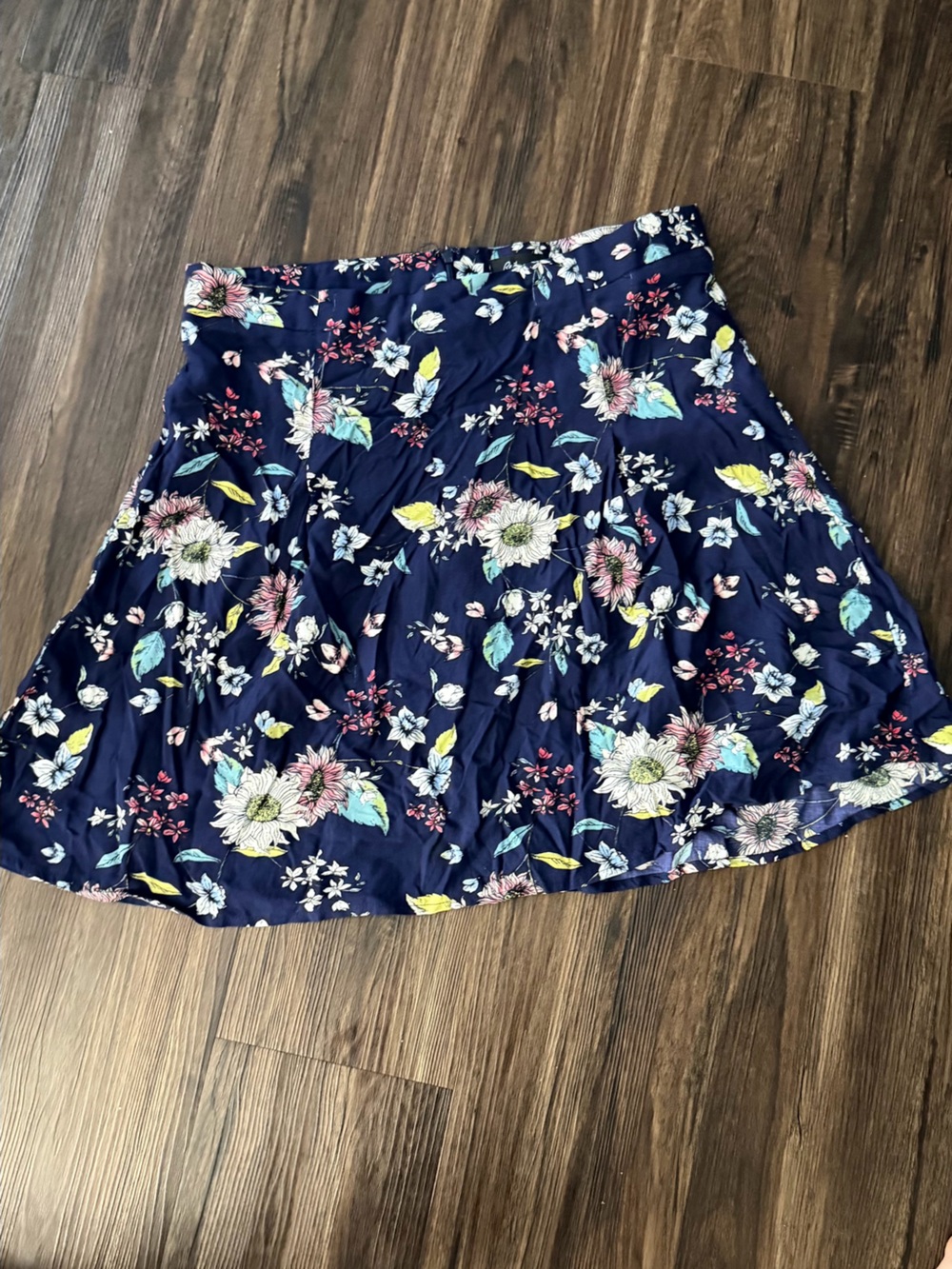 Reitmans Navy Floral Skater Skirt with Multicolor Blooms